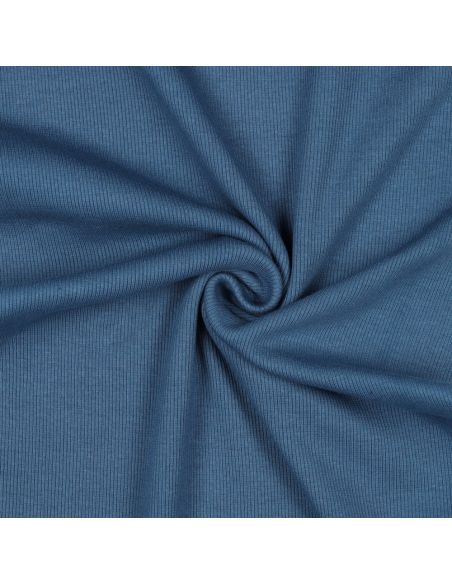 Tecido jersey canelado - Azul jeans