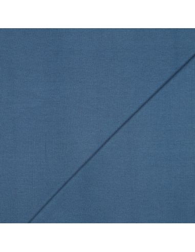 Tecido jersey canelado - Azul jeans
