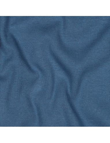 Tecido jersey canelado - Azul jeans