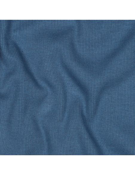 Tecido jersey canelado - Azul jeans