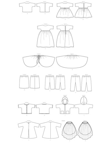 Molde de roupa para boneca - Butterick 6606