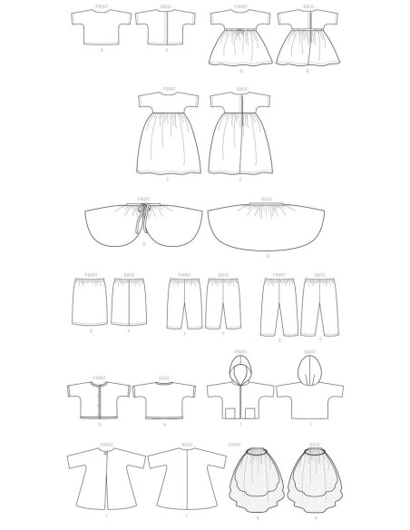 Molde de roupa para boneca - Butterick 6606