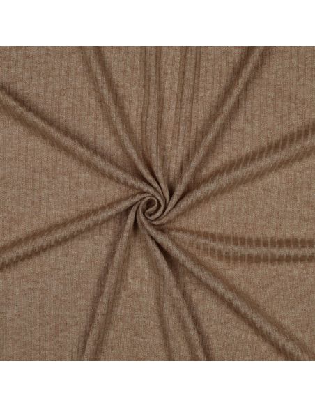 Tecido de malha canelada lurex - Bege dourado