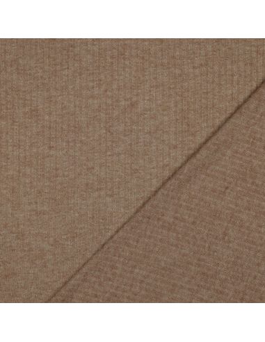 Tecido de malha canelada lurex - Bege dourado