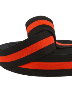 Elástico fantasia listrado preto e vermelho 40 mm