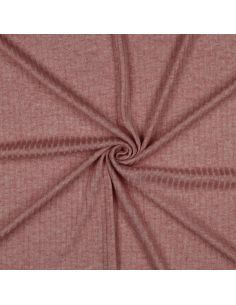 Tecido de malha canelada lurex - Rosa dourado