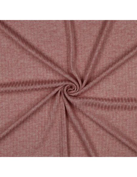 Tecido de malha canelada lurex - Rosa dourado