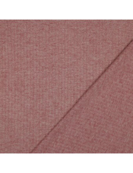 Tecido de malha canelada lurex - Rosa dourado