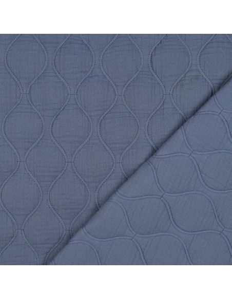 Tecido acolchoado gaze dupla - Azul jeans