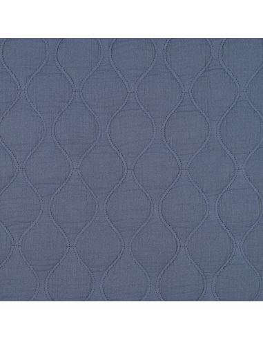 Tecido acolchoado gaze dupla - Azul jeans