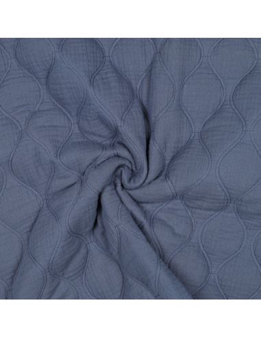Tecido acolchoado gaze dupla - Azul jeans