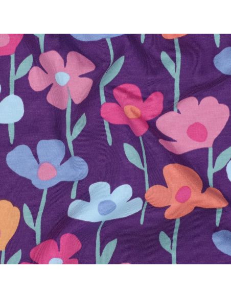 Tecido moletom flores do campo - Fundo roxo