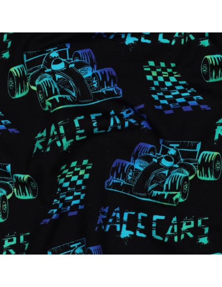 Tecido jersey estampado Carros de corrida - Fundo preto