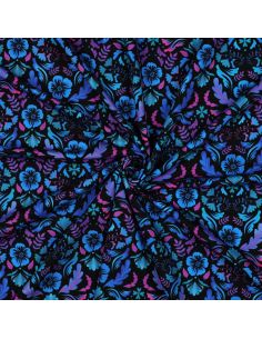 Tecido jersey estampado Clara - Fundo preto