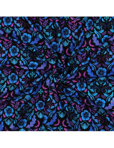 Tecido jersey estampado Clara - Fundo preto