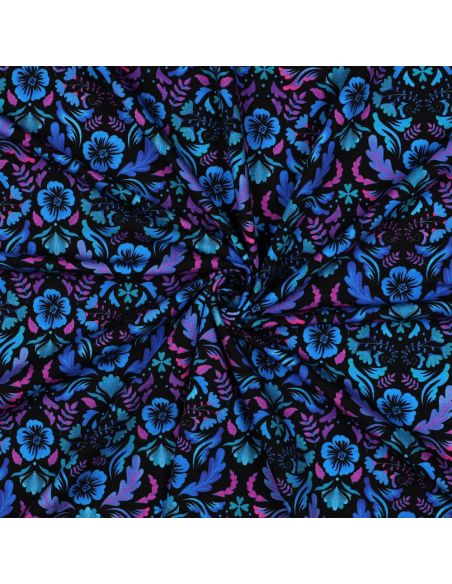 Tecido jersey estampado Clara - Fundo preto