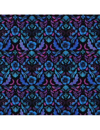 Tecido jersey estampado Clara - Fundo preto