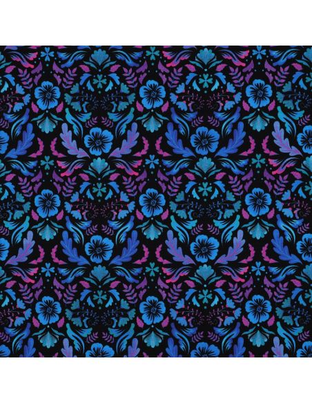 Tecido jersey estampado Clara - Fundo preto