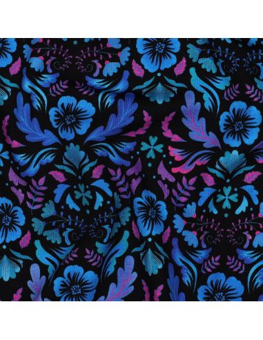 Tecido jersey estampado Clara - Fundo preto