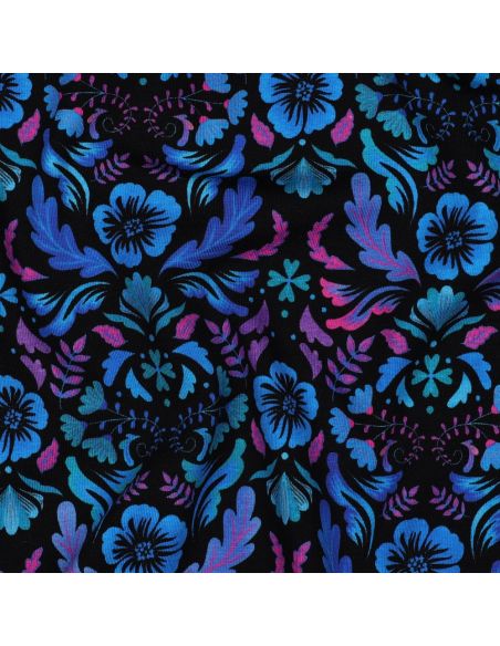 Tecido jersey estampado Clara - Fundo preto