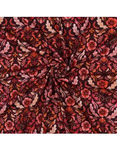 Tecido jersey estampado Clara - Fundo vermelho