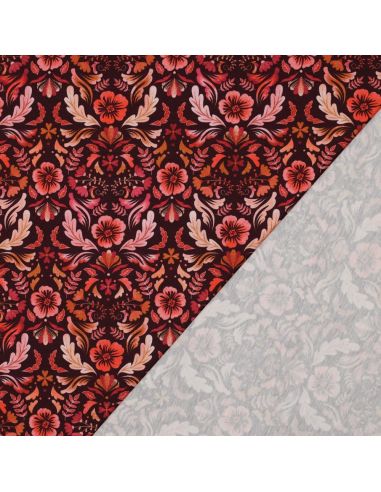 Tecido jersey estampado Clara - Fundo vermelho