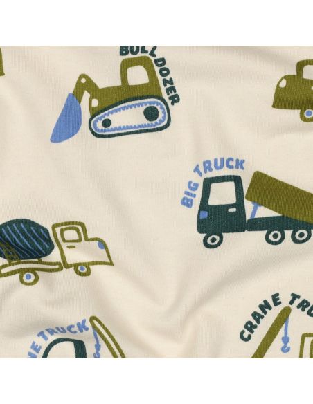 Tecido moletom leve com máquinas de construção - Cru
