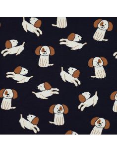 Tecido moletom leve cães - Azul marinho 2