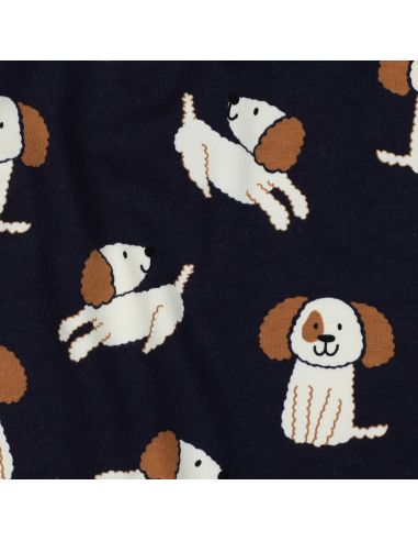 Tecido moletom leve cães - Azul marinho
