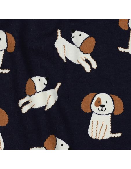 Tecido moletom leve cães - Azul marinho