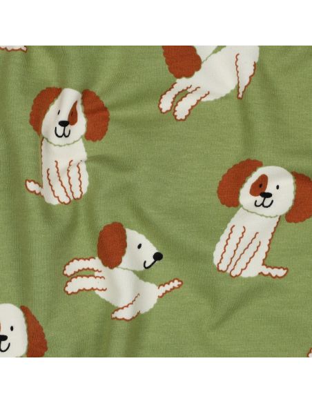 Tecido moletom leve cães - Verde