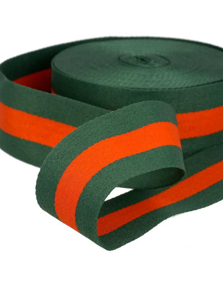 Galão listrado 40 mm - Verde e vermelho