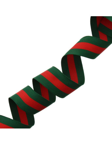 Galão listrado 40 mm - Verde e vermelho
