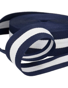 Galão listrado 40 mm - Azul marinho e branco