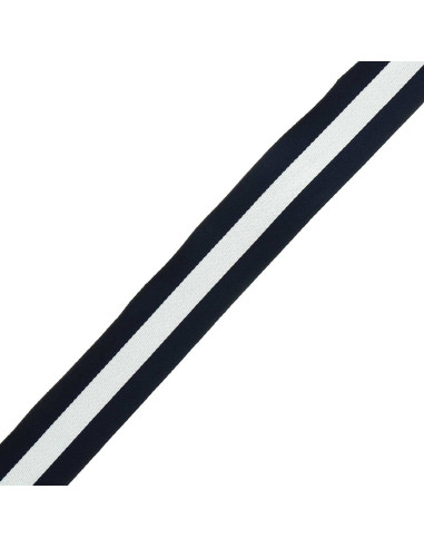 Galão listrado 40 mm - Azul marinho e branco