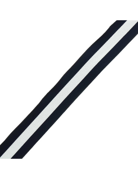 Galão listrado 40 mm - Azul marinho e branco