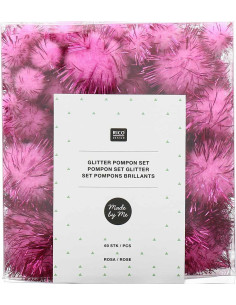 Conjunto de 60 pompons brilhantes - Rosa 2