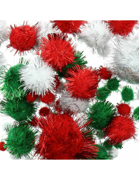 Conjunto de 60 pompons brilhantes - Natal