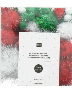 Conjunto de 60 pompons brilhantes - Natal 2