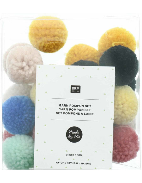 Conjunto de 24 pompons de lã - Natureza