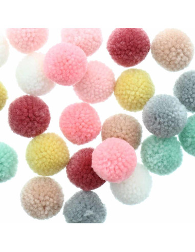 Conjunto de 24 pompons de lã - Pastel