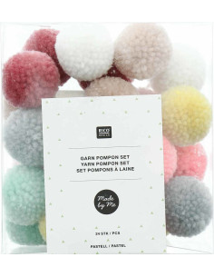 Conjunto de 24 pompons de lã - Pastel 2
