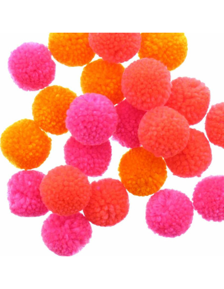 Conjunto de 24 pompons de lã - Fluorescente