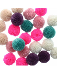 Conjunto de 24 pompons de lã - Jolly Christmas pastel