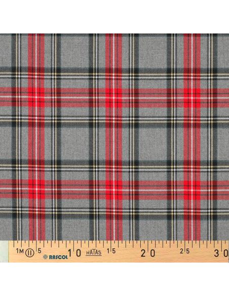 Tecidos tartan escoceses - Vermelho e cinza