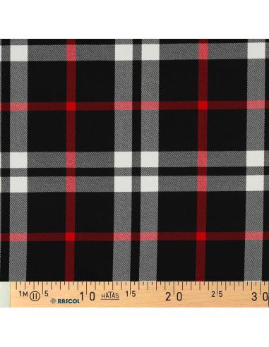 Tecidos tartan escocês - Preto, branco e vermelho
