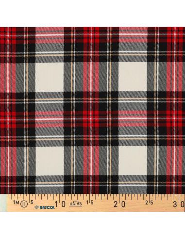 Tecidos tartan escoceses - Preto, vermelho, amarelo e branco