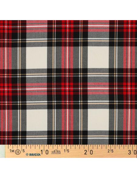 Tecidos tartan escoceses - Preto, vermelho, amarelo e branco