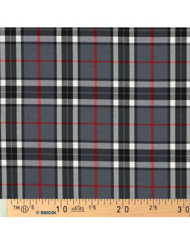 Tecidos tartan escoceses - Preto, cinza e vermelho
