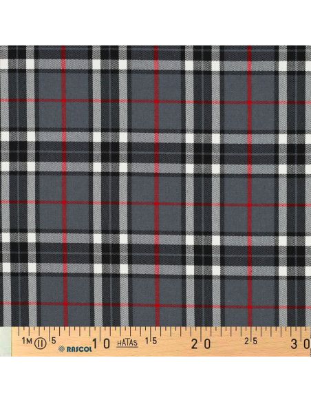 Tecidos tartan escoceses - Preto, cinza e vermelho